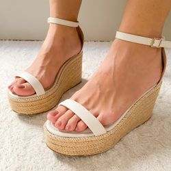 Sandália Anabela Corda Juliana Off White - 312001O... - AMARI SHOES