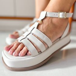 Sandália Papete Tiras Off White - 8048OW - AMARI SHOES