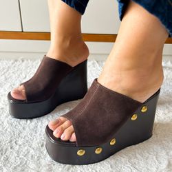 Tamanco Plataforma Napa Café - 89631F - AMARI SHOES