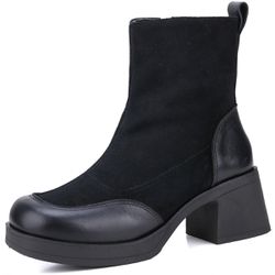 Bota Cano Curto Renata Mr. Gutt De Couro Salto Gro... - Mr. Gutt
