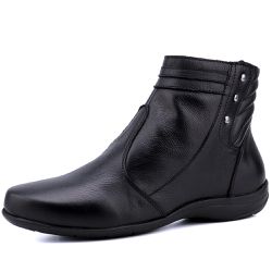 Bota Rasteira De Couro Cano Curto Preto - Ref. 170... - Mr. Gutt