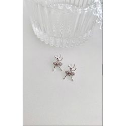 BRINCO BAILARINA CRAVEJADA - FOLHEADO A PRATA 925 - MUNDO FEMININO 122