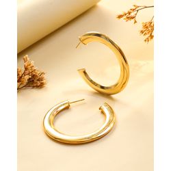 BRINCO ARGOLA LISA - FOLHEADO A OURO 18K - MUNDO FEMININO 122