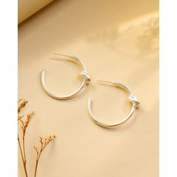 BRINCO ARGOLA NÓ MÉDIO - FOLHEADO A PRATA 925 - MUNDO FEMININO 122