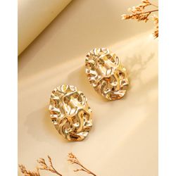BRINCO MARTELADO REDONDO - FOLHEADO OURO 18K - MUNDO FEMININO 122