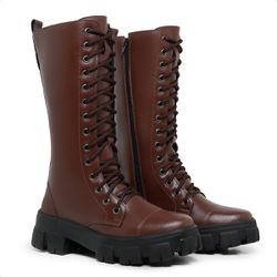 Coturno Cano Longo Alto Marrom - 006MARROM - Myrol Outlet