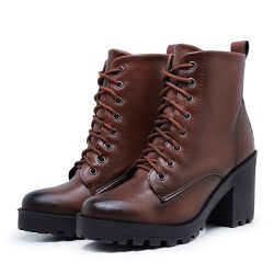 Bota Coturno Feminino Salto Médio Tratorada Macia ... - Myrol Outlet