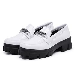 Mocassim Oxford Feminino Derby Sola Tratorada Bran... - Myrol Outlet