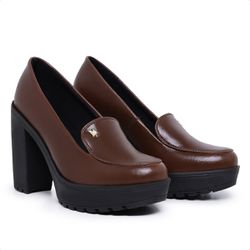 Mocassim Feminino Oxford Salto Alto Com Metal Capp... - Myrol Outlet