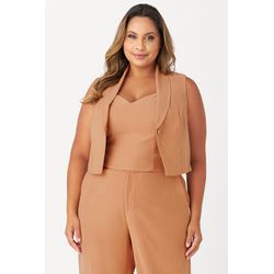 Colete MySize com Cropped com Abotoamento Feminino... - MYSIZE