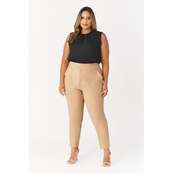 Calça MySize Alfaiataria com Rebite Bolsos Feminin... - MYSIZE