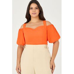 Cropped com Manga Balonê - Garden | MySize - MYSIZE