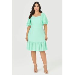 Vestido Curto com Babados e Mangas - Garden - MYSIZE