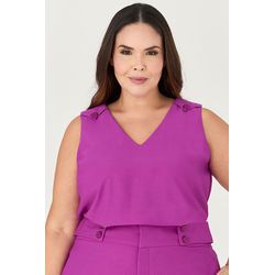 Blusa Regata com Detalhe Botão - MySize Ícones - MYSIZE