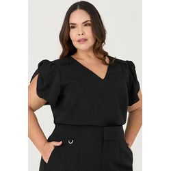 Blusa com Manga Pétala Detalhe Botão - MySize Ícon... - MYSIZE