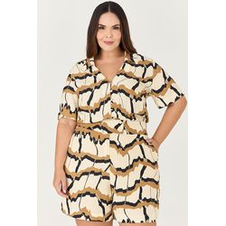Macaquinho Estampado com Detalhe Botões - MySize Í... - MYSIZE