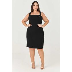 Vestido Midi MySize com Detalhe Argola - Ícones - MYSIZE