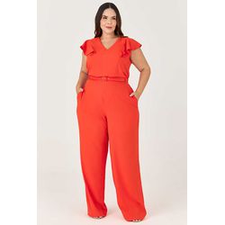 Macacão MySize com Detalhe Babados e Cinto - Ícone... - MYSIZE