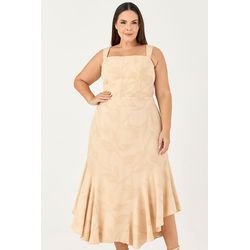 Vestido Midi Decote Quadrado com Recorte - MySize ... - MYSIZE