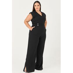 Macacão com Fenda e Detalhe Botão Coração MySize -... - MYSIZE