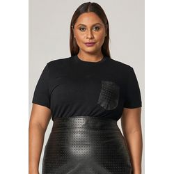 T-Shirt Malha com Bolso de Couro - MySize Mirror - MYSIZE