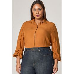 Blusa Camisa com Detalhes Pregas - MySize Mirror - MYSIZE