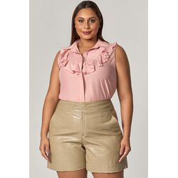 Short de Couro com Botão Pino - MySize Mirror - MYSIZE