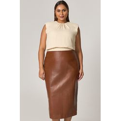 Saia Midi de Couro - MySize Mirror - MYSIZE