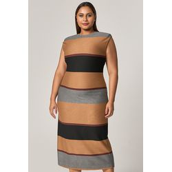 Vestido Midi Malha Listrada - MySize Mirror - MYSIZE