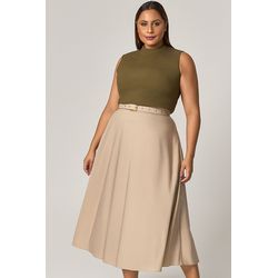 Vestido Midi de Malha Detalhe Bicolor - MySize Mir... - MYSIZE