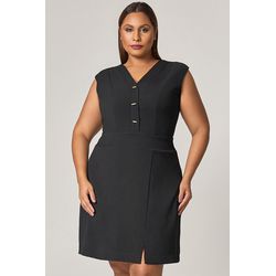 Vestido Curto Detalhe Botão Pino - MySize Mirror - MYSIZE