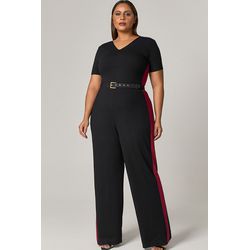 Macacão com Detalhe Bicolor de Malha - MySize Mirr... - MYSIZE
