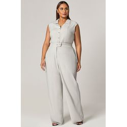 Macacão Alfaiataria com Detalhe Botão Pino - MySiz... - MYSIZE