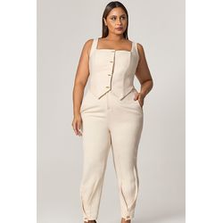 Calça Carrot Detalhe Botão com Cinto Coberto - MyS... - MYSIZE