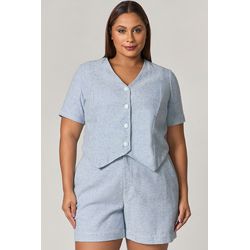 Conjunto Short e Blusa Detalhe Textura com Botão -... - MYSIZE