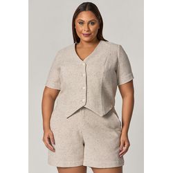 Conjunto Short e Blusa Detalhe Textura com Botão -... - MYSIZE