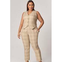 Conjunto Calça e Blusa Xadrez com Botão Pino - MyS... - MYSIZE