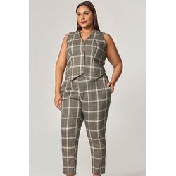 Conjunto Calça e Blusa Xadrez com Botão Pino - MyS... - MYSIZE