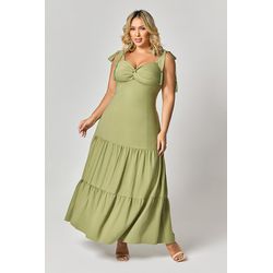 Vestido Longo Busto Torcido MySize - Náutica Summe... - MYSIZE