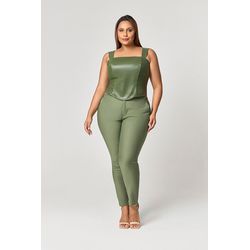Calça Alfaiataria Detalhe Couro MySize - Reflect I... - MYSIZE