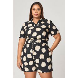 T-Shirt Estampada com Gola MySize - Reflect Invern... - MYSIZE