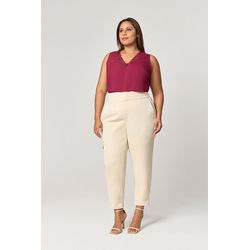 Calça Alfaiataria com Detalhe Botões MySize - Refl... - MYSIZE