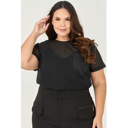 T-shirt de Tela com Detalhe Bolso - MySize - Senti... - MYSIZE
