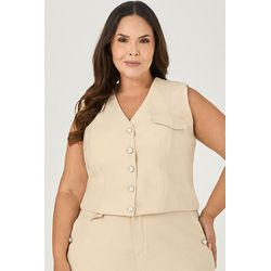 Blusa Colete com Botão Pérola - MySize - Sentir - MYSIZE