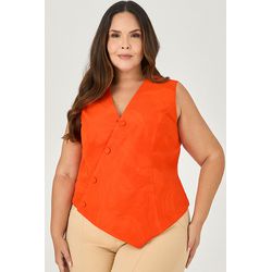 Colete Assimétrico com Botão - MySize - Sentir - MYSIZE
