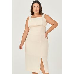 Vestido Midi com Decote Reto - MySize - Sentir - MYSIZE