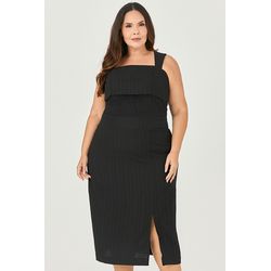 Vestido Midi com Decote Reto - MySize - Sentir - MYSIZE