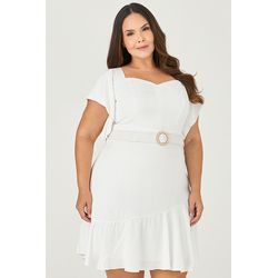 Vestido Curto com Cinto Coberto - MySize - Sentir - MYSIZE