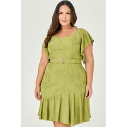 Vestido Curto com Cinto Coberto - MySize - Sentir - MYSIZE