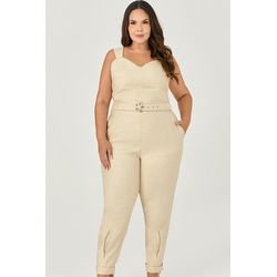 Macacão com Cinto Coberto Fivela Flor - MySize - S... - MYSIZE